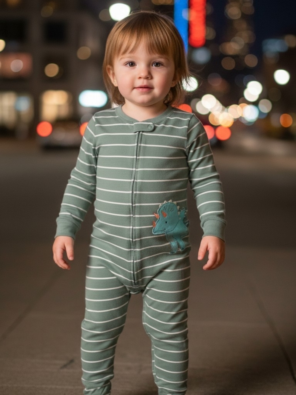 Like New Carter's Green & White Striped Dinosaur Footie Pajamas Size 5t